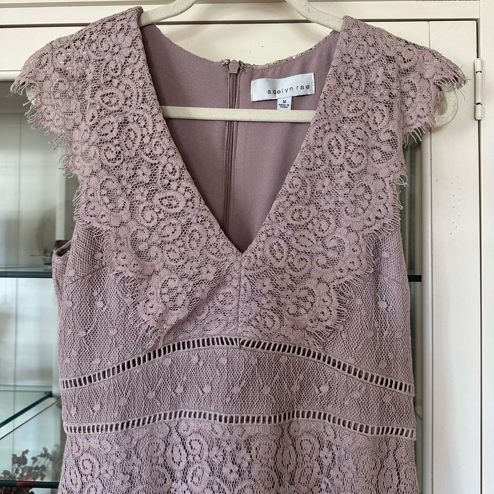 ADELYN RAE purple lace midi dress
